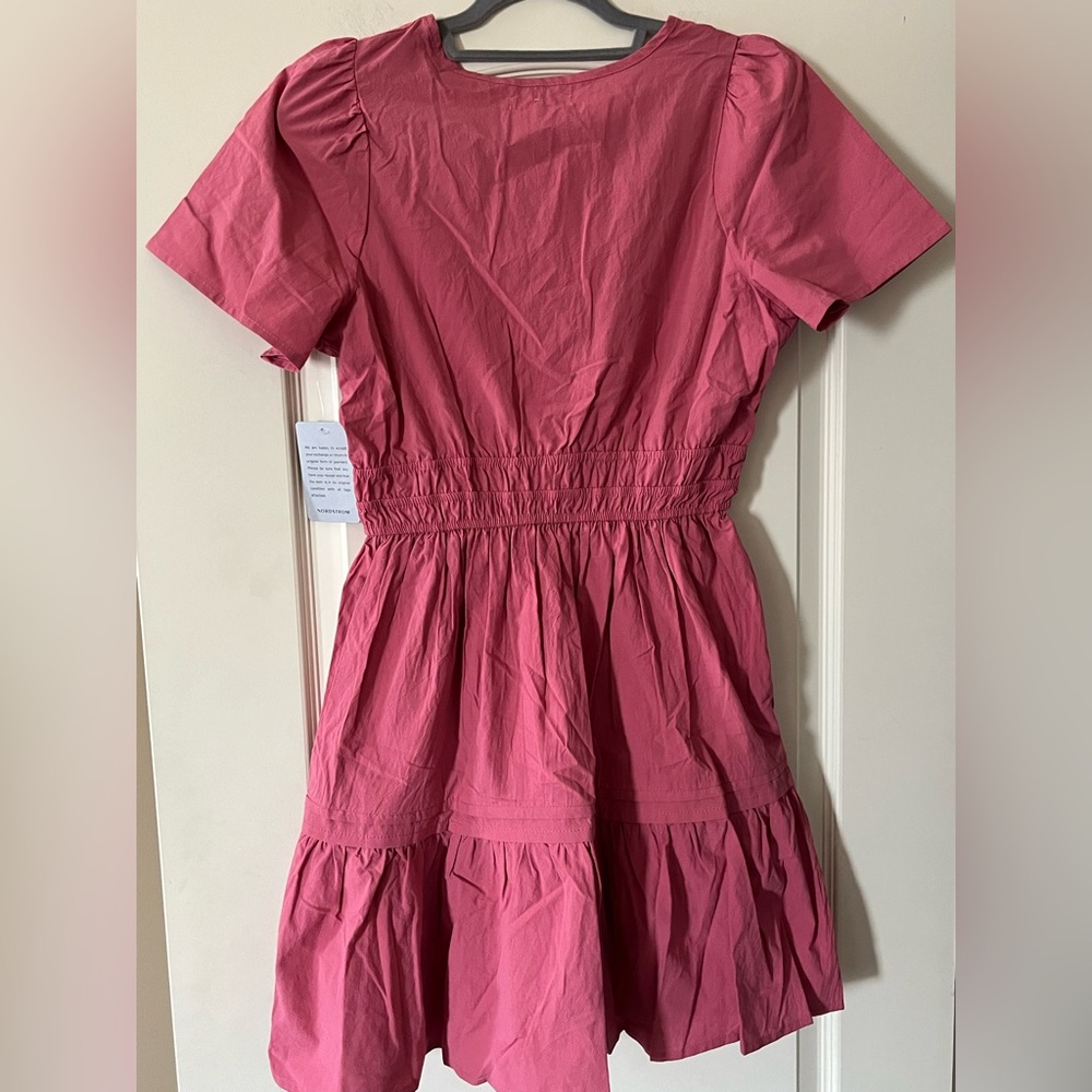 New! StitchDrop Raspberry Cotton MIDI Dress Short Sleeve Women’s size Large - Picture 4 of 16